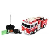 Big Size Quality Electric Full Function Super Express Fire RTR RC Truck w/ Extending Crane Remote Control w/ Flashing Emergency Sirens and Lights
